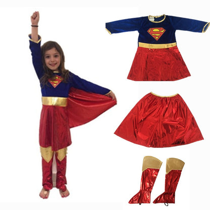 Adult Super Dress Woman Cosplay Costumes Super Girls Dress Shoe Covers Suit Superhero Woman Super Hero  Kids Halloween