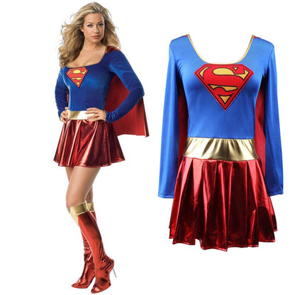 Adult Super Dress Woman Cosplay Costumes Super Girls Dress Shoe Covers Suit Superhero Woman Super Hero  Kids Halloween