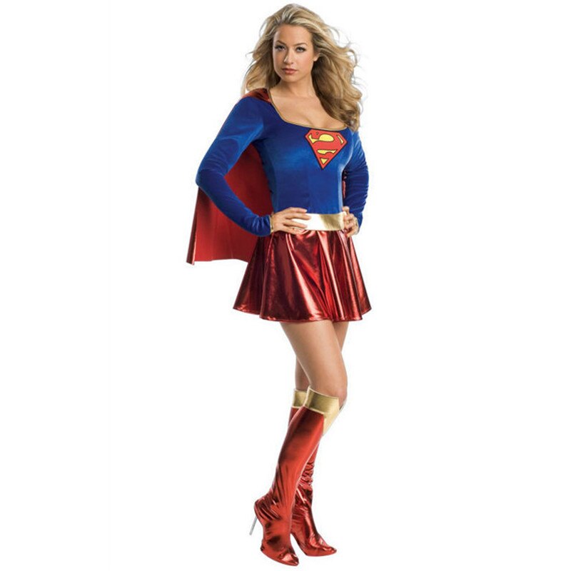 Adult Super Dress Woman Cosplay Costumes Super Girls Dress Shoe Covers Suit Superhero Woman Super Hero  Kids Halloween