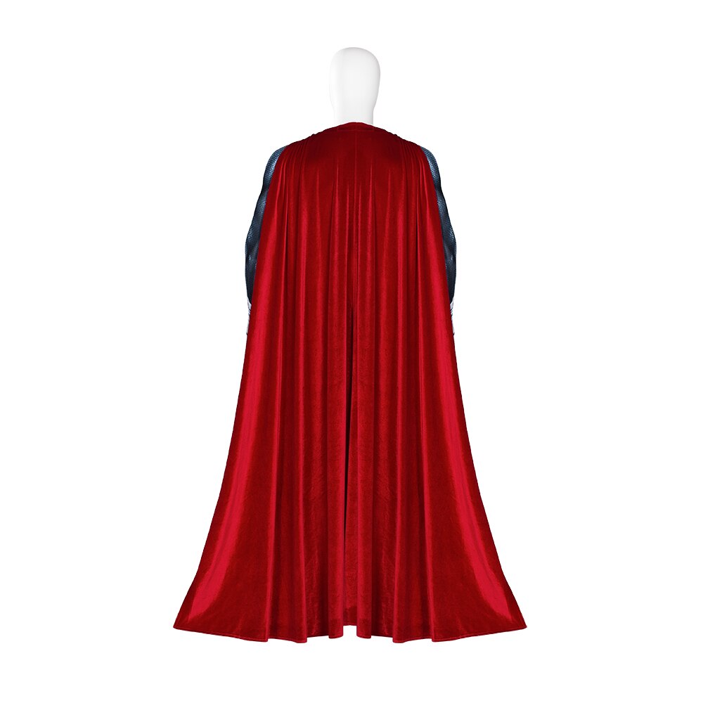 Adult Superhero Steel Man Cosplay Custom Made Clark Kent Printing Jumpsuit Halloween Hero Costume Red Velvet Cloak