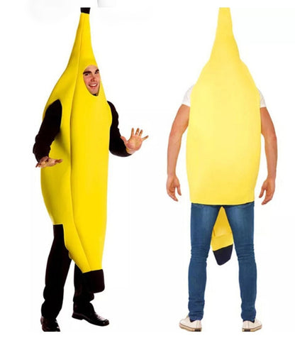 Adult Unisex Funny Cosplay Banana Suit Yellow Costume Light Halloween Dress Up Fruit Party Festival Dance Stage Show