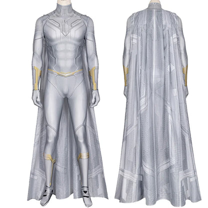 Adult Wandavision Vision White Jumpsuit Cosplay Costume Halloween Masquerade Party Bodysuit