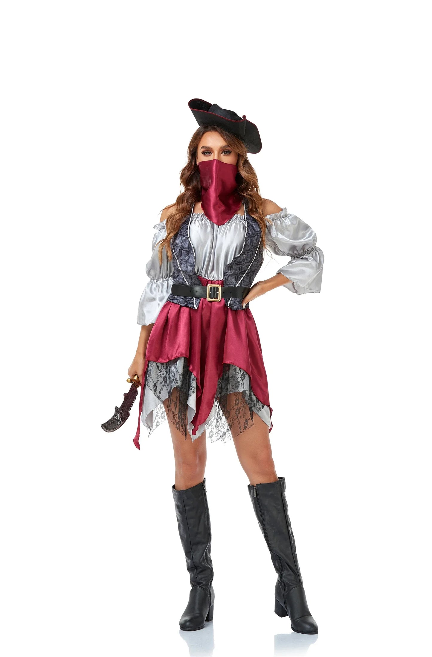 Adult Women's Pirate Captain Cosplay Costume Caribbean Halloween Dress