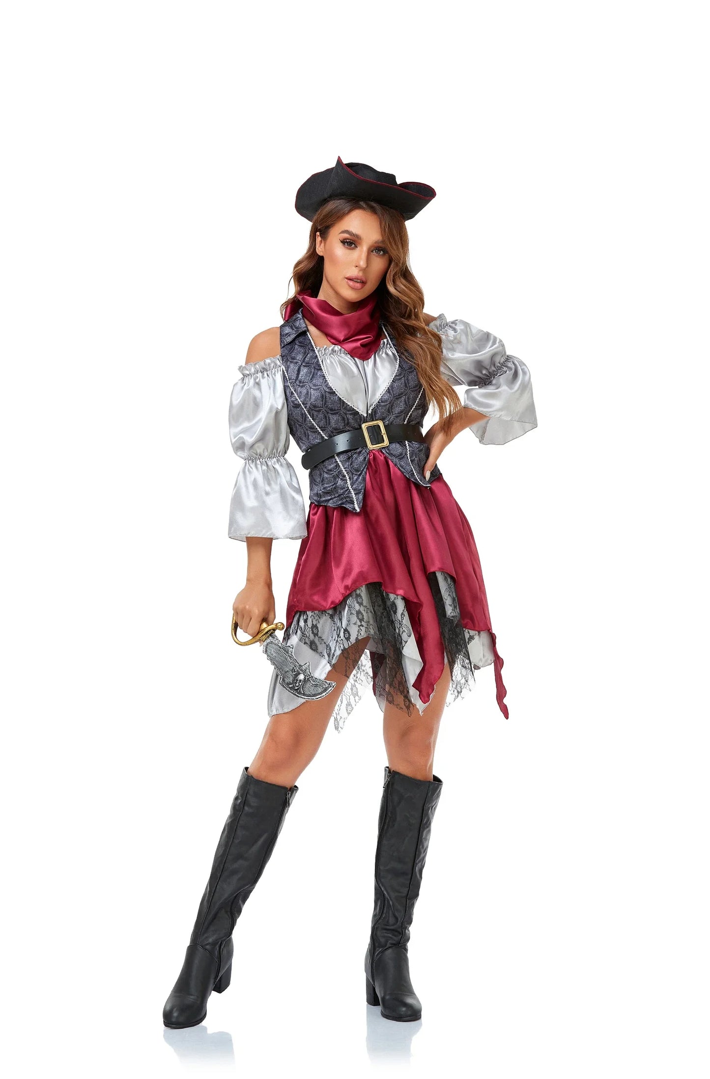 Adult Women's Pirate Captain Cosplay Costume Caribbean Halloween Dress