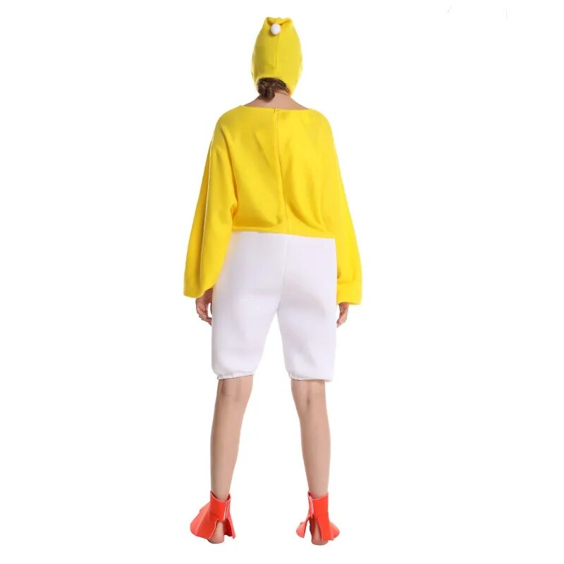 Adult Women Chicken Costume Cosplay Yellow Chicken Bodysuit Performance Clothing Halloween Party Costume Funny Outfits