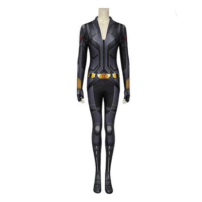 Adult Women Superheroine Widow Natasha Romanoff Black Jumpsuit Cosplay Costume Halloween Masquerade Party Bodysuit