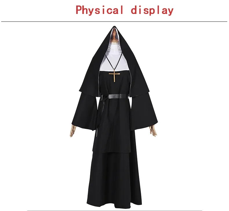 Adult Women The Nun Halloween Cosplay Costume Sister Irene Black White Cosplay Clothing