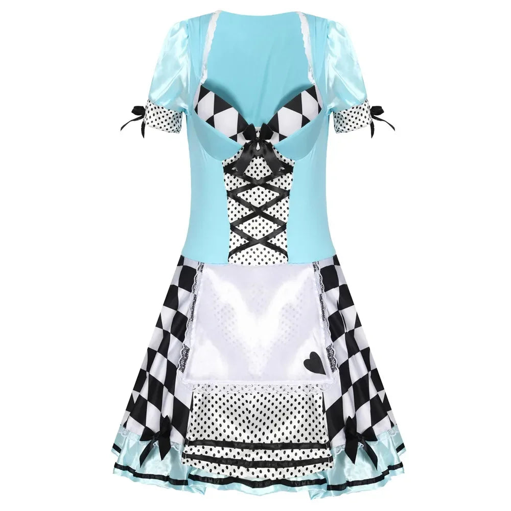 Adult Alice in Wonderland Costume Women's Halloween Cosplay Dress Party Outfit