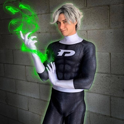 Adults Kids Danny Phantom Cosplay Costume Printed Superhero Halloween Bodysuit Zentai Suits