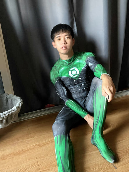 Adults Kids Green Lantern Cosplay Costumes Man Boys Male Zentai Bodysuit Suit Superhero Halloween Jumpsuit