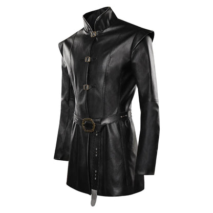 Aemond Black Leather Jacket Coat Fantasy Cosplay Costume for Men Role Play and Halloween