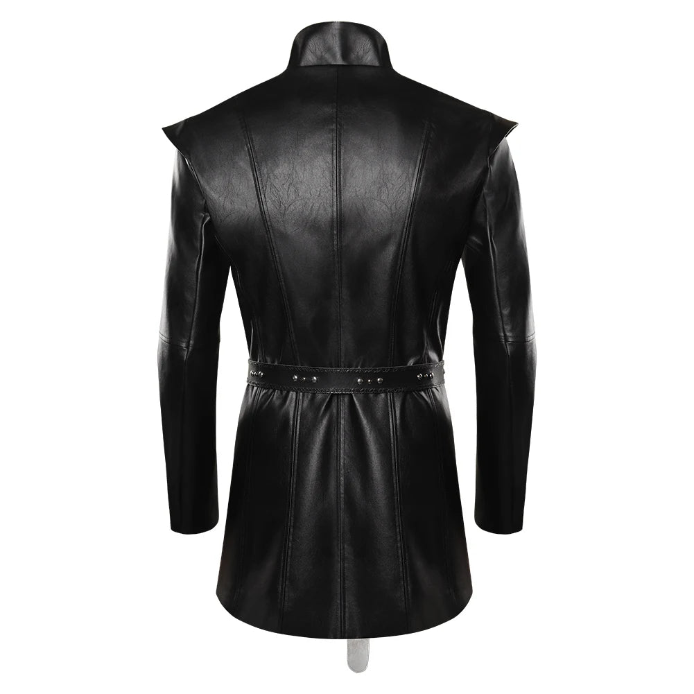 Aemond Black Leather Jacket Coat Fantasy Cosplay Costume for Men Role Play and Halloween