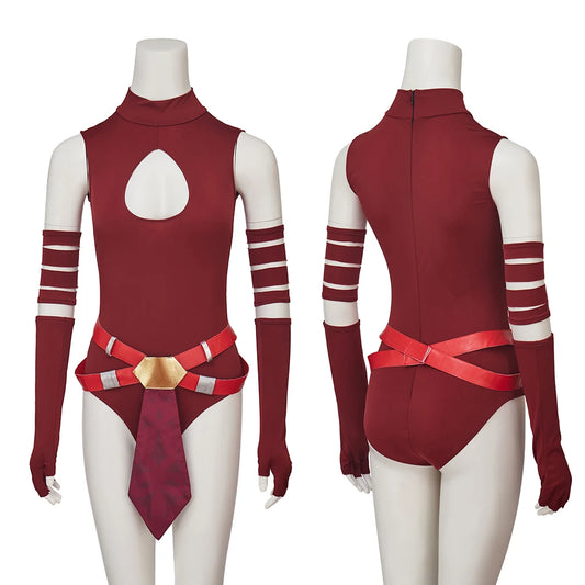 Ahsoka Tano Cosplay Red Bodysuit Full Set Women Sexy Cutout Sleeveless Jumpsuit Halloween Carnival Party Combat Suit