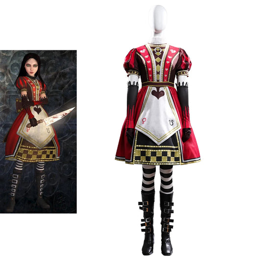 Alice Cosplay Madness Returns Costume Women Fantasia Royal Poker Dress Uniform Suit Halloween Carnival Party Comic Con Gown