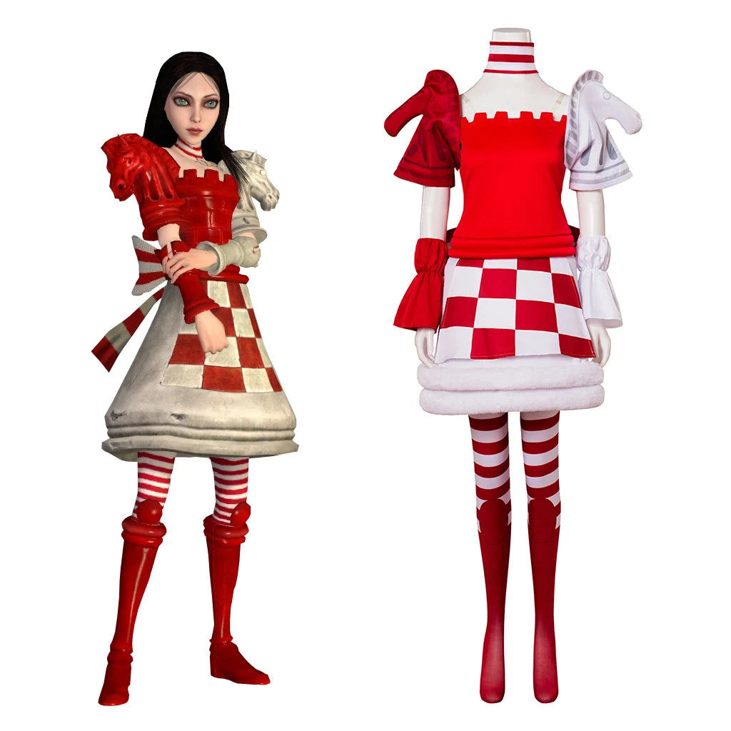 Alice Liddell Checkmate Cosplay Costume Game Alice Madness Returns Costume New Version Checkmate Dress Halloween Party Outfits