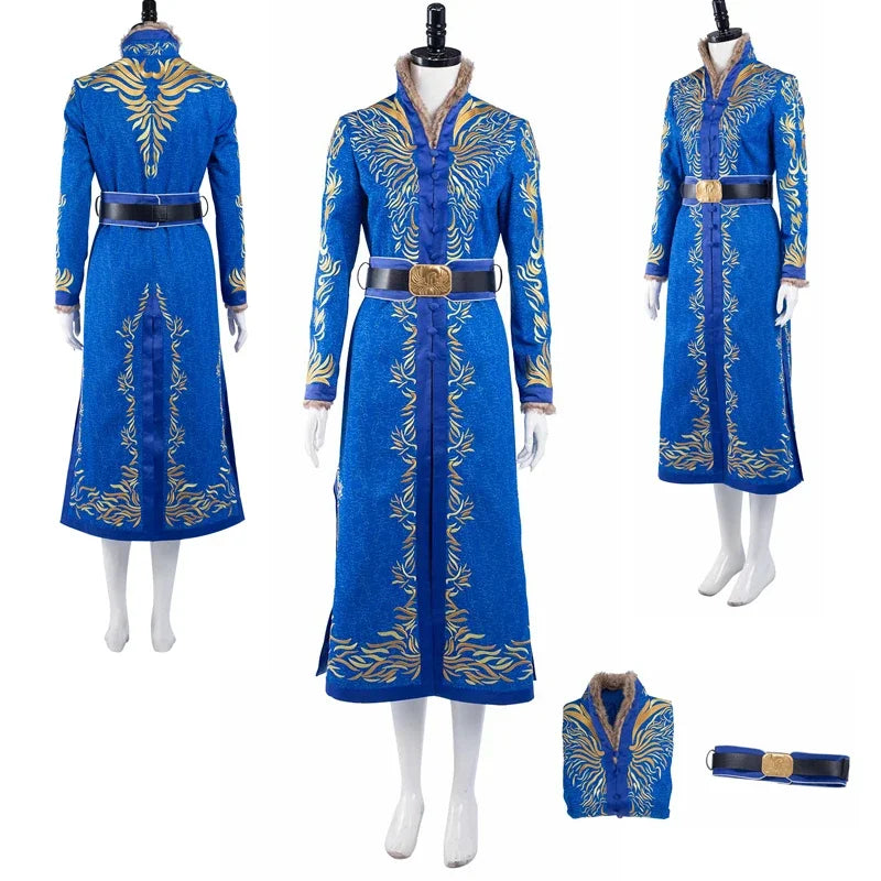 Alina Starkov Cosplay Costume Shadow Cos Bone Role Play Outfit Women Blue Dress Long Coat Belt Full Set Halloween Carnival Suit