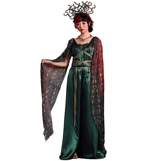 Ancient Greek Myth Medusa Snake Cosplay Anime Halloween Costume for Women Adult Sexy Dress Suit Snake Siren Witch Costume