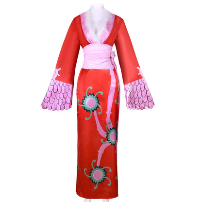 Anime Boa Hancock Cosplay Costume Women Sexy Empire Red Kimono Top Skirt Belt Suit Halloween Party Outfit Carnival