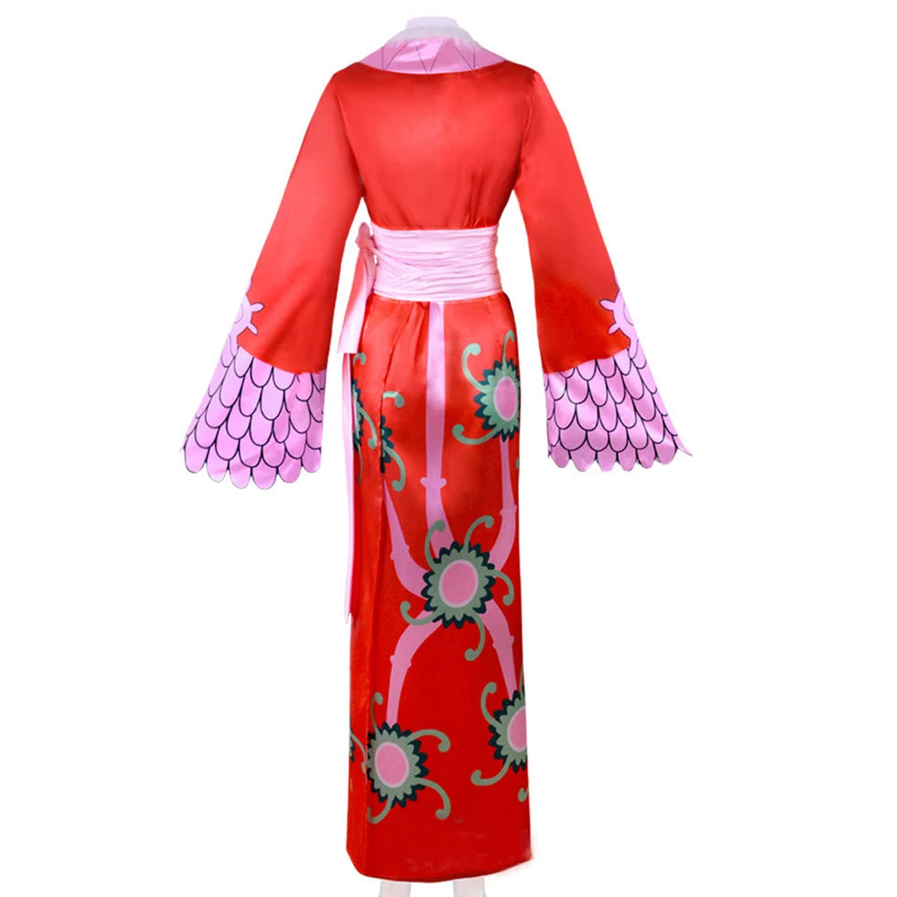 Anime Boa Hancock Cosplay Costume Women Sexy Empire Red Kimono Top Skirt Belt Suit Halloween Party Outfit Carnival