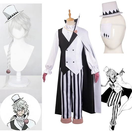 Anime Bungo Stray Dogs Season 4 Nikolai Gogol Cosplay Costume Wig Overcoat Cloak Full Set Uniform The Decay of The Angel Outfit