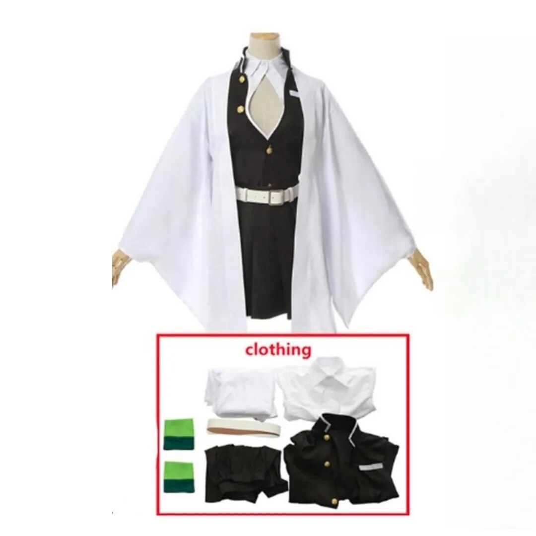 Anime Demon Kanroji Mitsuri Kimono Cosplay Costume Women Uniform Sexy Clothes Halloween Costume Wig Prop Cos Dress Up