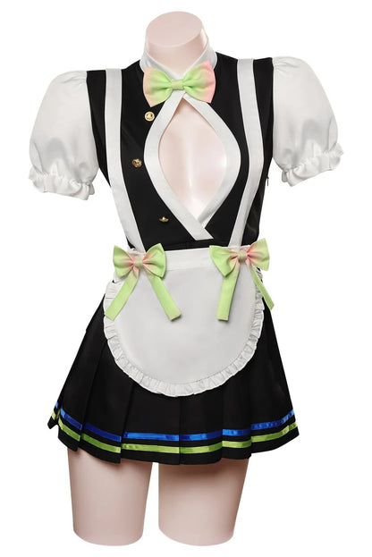 Anime Demon Slayer Kanroji Mitsuri Cosplay Costume Girls Gothic Lolita Maid Dress Maid Costume Girls Outfits Halloween Costume