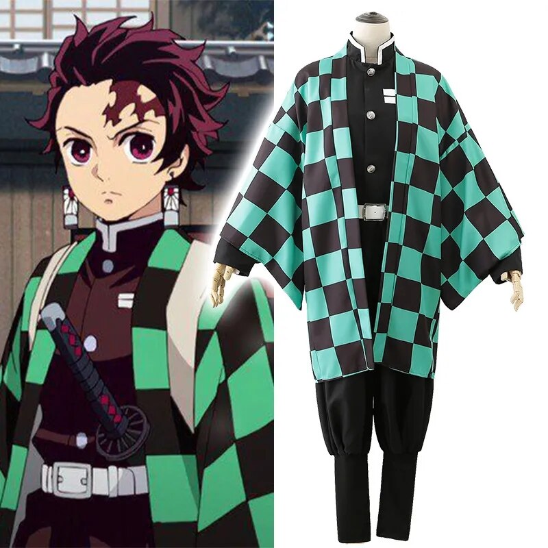 Anime Demon Slayer: Kimetsu No Yaiba Tanjirou Kamado Nezuko Cosplay Women and Men Kimono Kids Cosplay Costume Sets