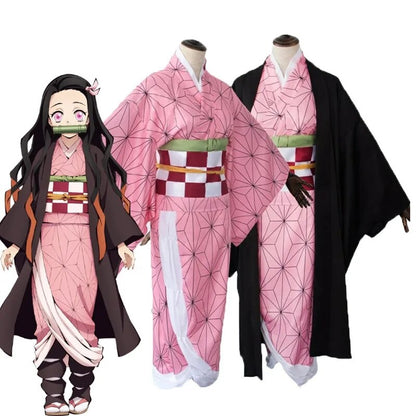 Anime Demon Slayer: Kimetsu No Yaiba Tanjirou Kamado Nezuko Cosplay Women and Men Kimono Kids Cosplay Costume Sets