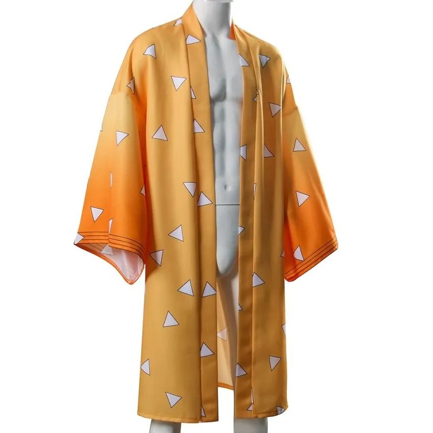 Anime Demon Slayer:Kimetsu no Yaiba Agatsuma Zenitsu Cloak Kimono   Uniforms Cosplay Costume Role Play Cape