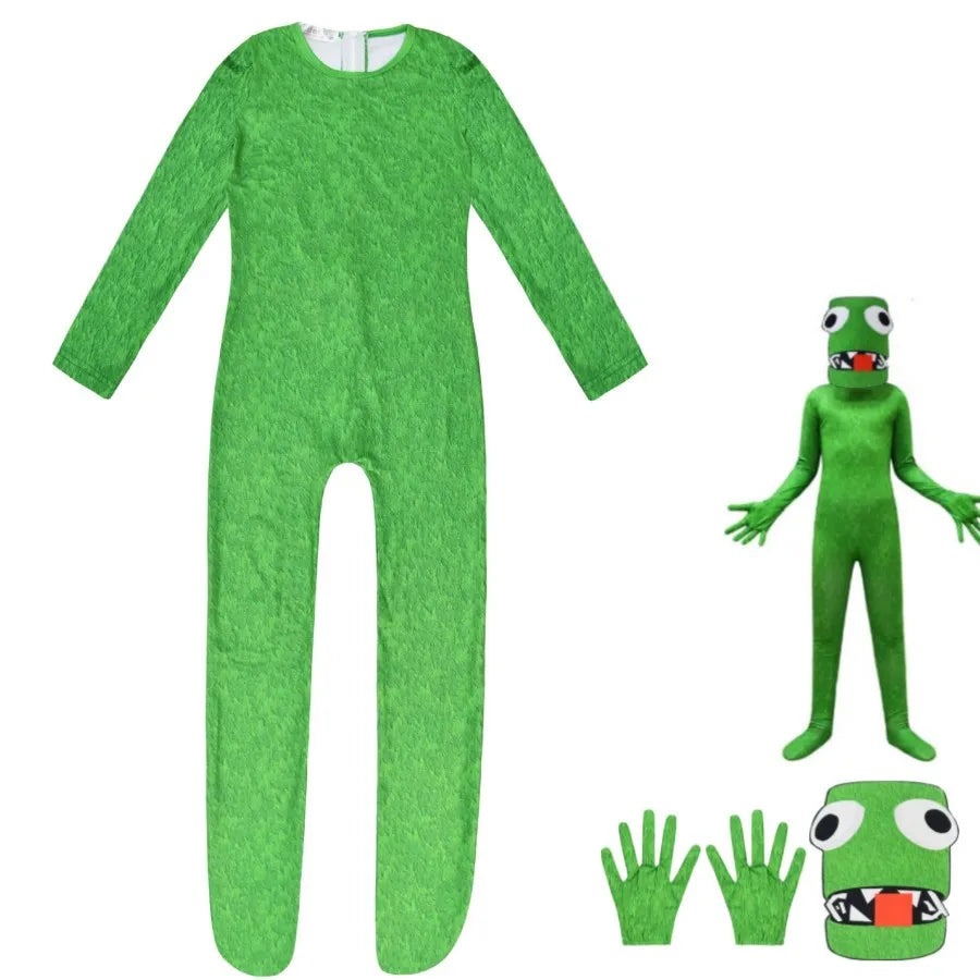 Anime Game Rainbow Friend Cosplay Costume Green Monster Jumpsuits Children Boy Girl Kawaii Halloween Birthday Party Suit