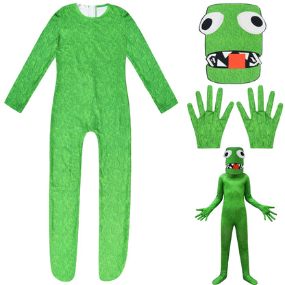 Anime Game Rainbow Friend Cosplay Costume Green Monster Jumpsuits Children Boy Girl Kawaii Halloween Birthday Party Suit