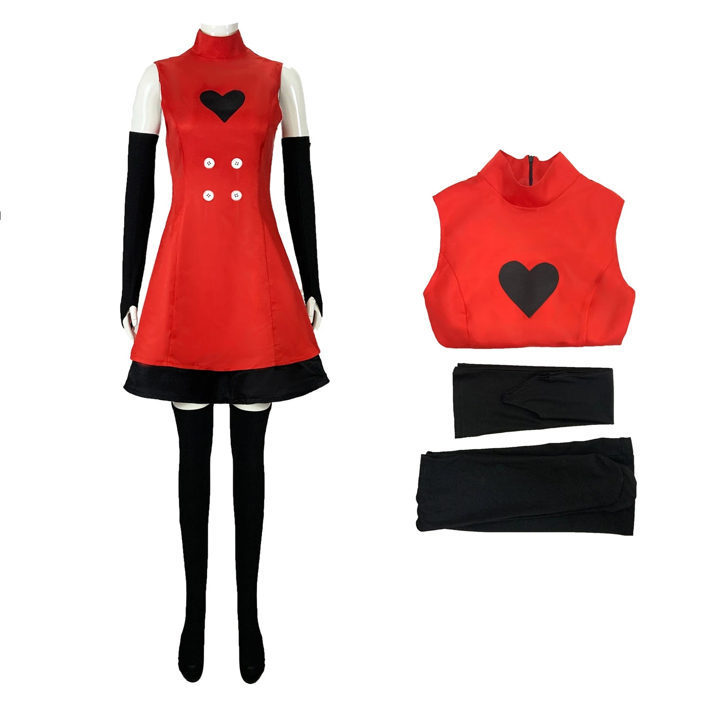 Anime Hazbin for Game Fans Hotel Charlie Cosplay Halloween Costume Adult Women Turtleneck Red Dress Sexy Sleeveless Daily Skirt