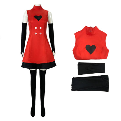 Anime Hazbin for Game Fans Hotel Charlie Cosplay Halloween Costume Adult Women Turtleneck Red Dress Sexy Sleeveless Daily Skirt