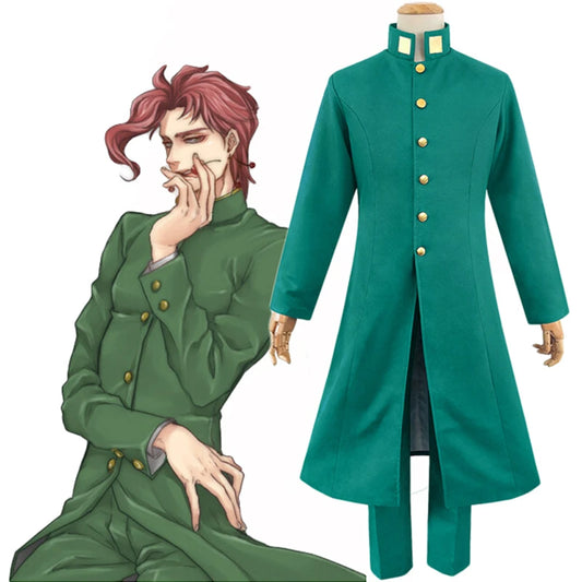 Anime JoJo's Bizarre Adventure Cosplay Noriaki Kakyoin Costumes Green Trench Pants Full Set Halloween Carnival Party Uniform