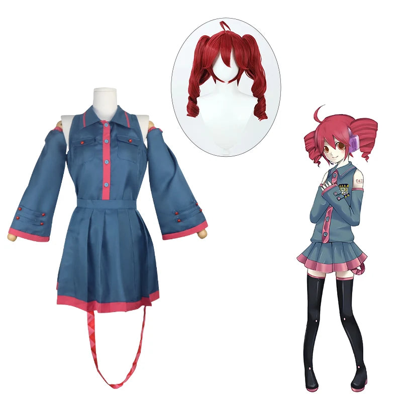 Anime Mikuu Kasane Teto Cosplay Costume Women Men Grey Pink Dress Cosplay Halloween Costume Cosplay Made Accessorie Props