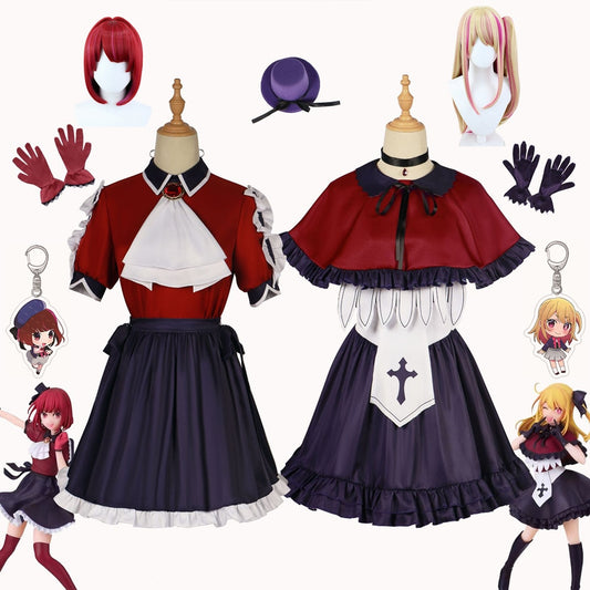 Anime OSHI NO KO Arima Kana Hoshino Rubii Cosplay Singing Dancing Costume Skirt Hat Tie Accessories Halloween Carnival Clothes