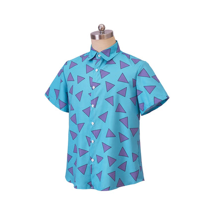 Anime Rocko's Modern Life Cosplay Costume Rocko Blue Shirt Adult Mens Triangle 3D Print Hawaiian Shirt Casual Beach Shirts