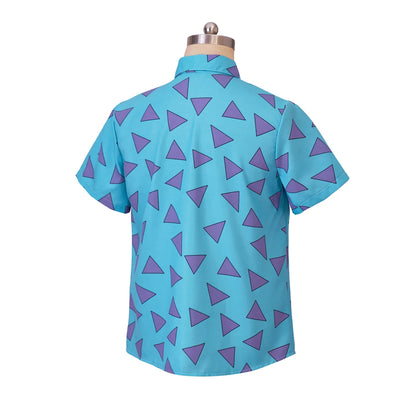 Anime Rocko's Modern Life Cosplay Costume Rocko Blue Shirt Adult Mens Triangle 3D Print Hawaiian Shirt Casual Beach Shirts