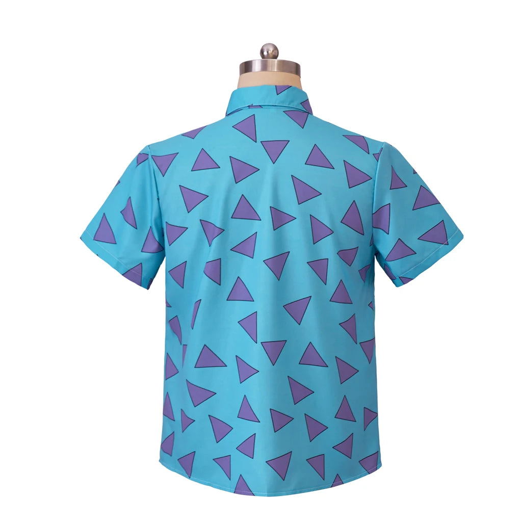 Anime Rocko's Modern Life Cosplay Costume Rocko Blue Shirt Adult Mens Triangle 3D Print Hawaiian Shirt Casual Beach Shirts