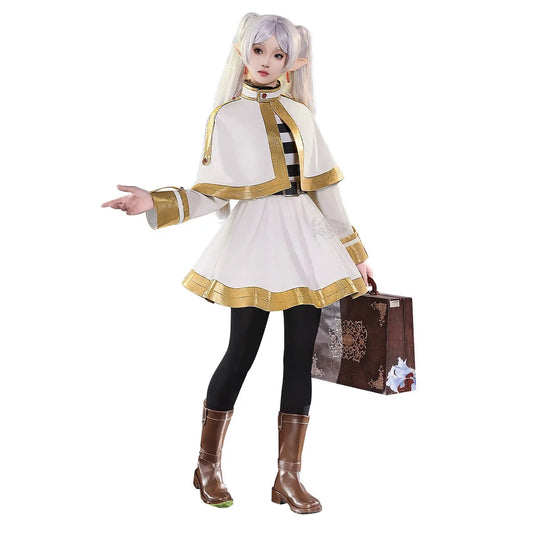 Anime Cosplay Costume Women Retro Magician Dress With Cape Elf Ear Socks Halloween Carnival Performese Clothes