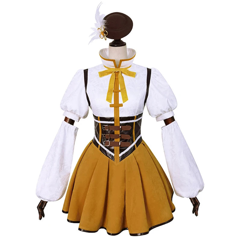 Anime Tomoe Mami Cosplay Costume Adult Women Girls Lolita Dress Hat Suit Halloween Party Outfit