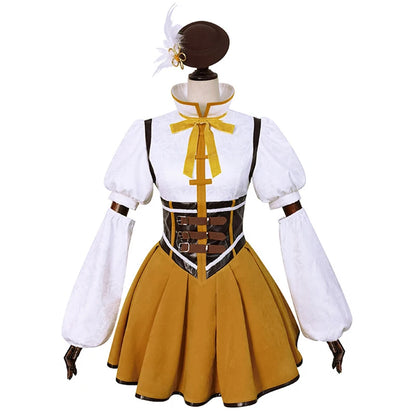 Anime Tomoe Mami Cosplay Costume Adult Women Girls Lolita Dress Hat Suit Halloween Party Outfit