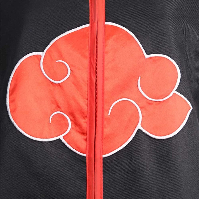 Anime Costume Cape Dawn Organization Cape Embroidered Red Cloud Cartoon Pattern Robe Halloween Cosplay Necklace with Ring Access