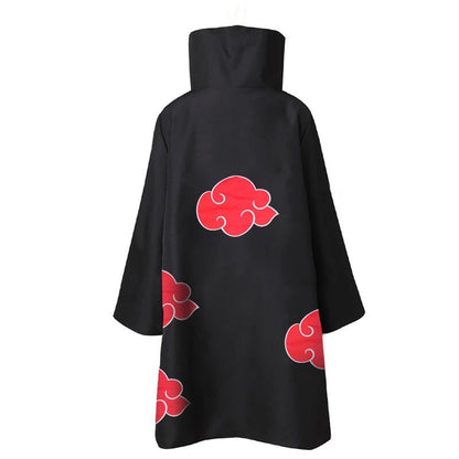 Anime Costume Cape Dawn Organization Cape Embroidered Red Cloud Cartoon Pattern Robe Halloween Cosplay Necklace with Ring Access