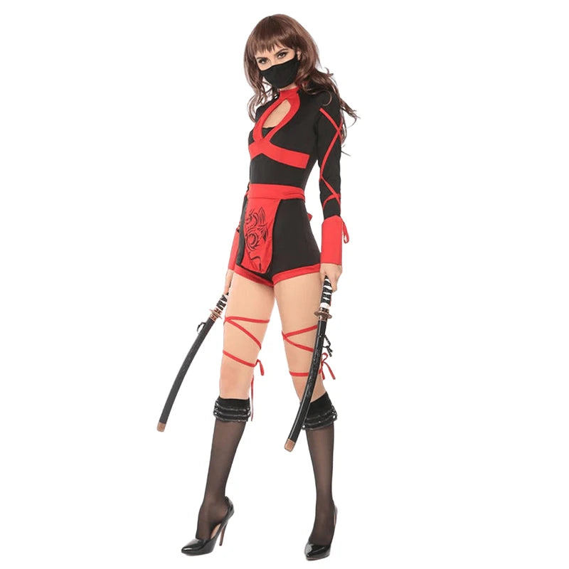 Anime Female Sexy Anime Dragon Warrior Ninja Cosplay Jumpsuit Uniform Set Female Adult Halloween Costume