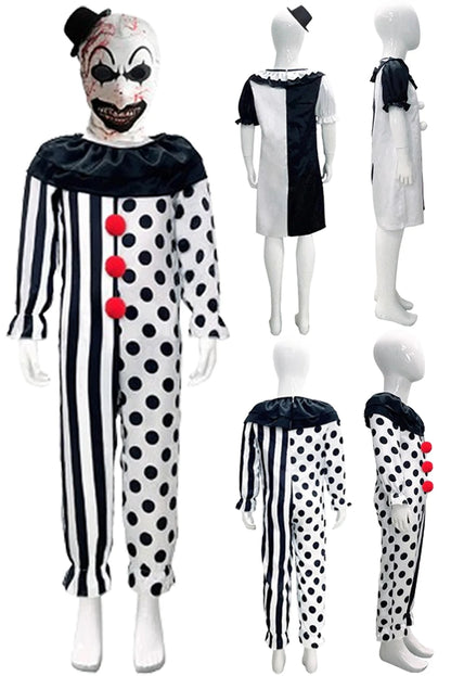 Art The Clown Cosplay Kids Boy Girl Fantasia Movie Terrifier 2 Art Costume Disguise Child Fantasy Halloween Carnival Party Cloth