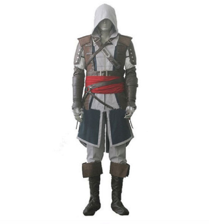 Assassin Cosplay Edward Costume Creed Black Flag Kenway Grey Men Women Full Custom Outfits Halloween Party Adults