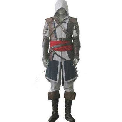 Assassin Cosplay Edward Costume Creed Black Flag Kenway Grey Men Women Full Custom Outfits Halloween Party Adults