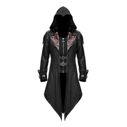 Assassin Cosplay Medieval Man Costume Streetwear Hooded Jackets Outwear Costume Edward Creed Halloween Dress Up Outfit Party