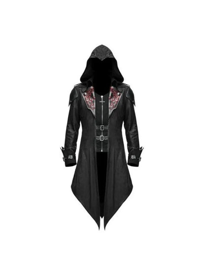 Assassin Cosplay Medieval Man Costume Streetwear Hooded Jackets Outwear Costume Edward Creed Halloween Dress Up Outfit Party